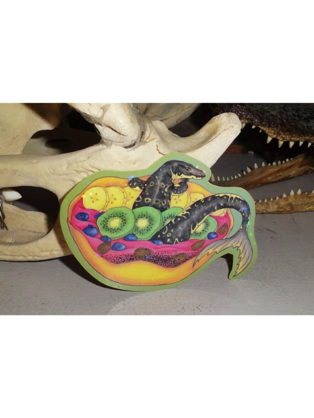 Smoothie Bowl Mermaid Lizard Sparkle Sticker Asian Water Monitor - Picture 5 of 6